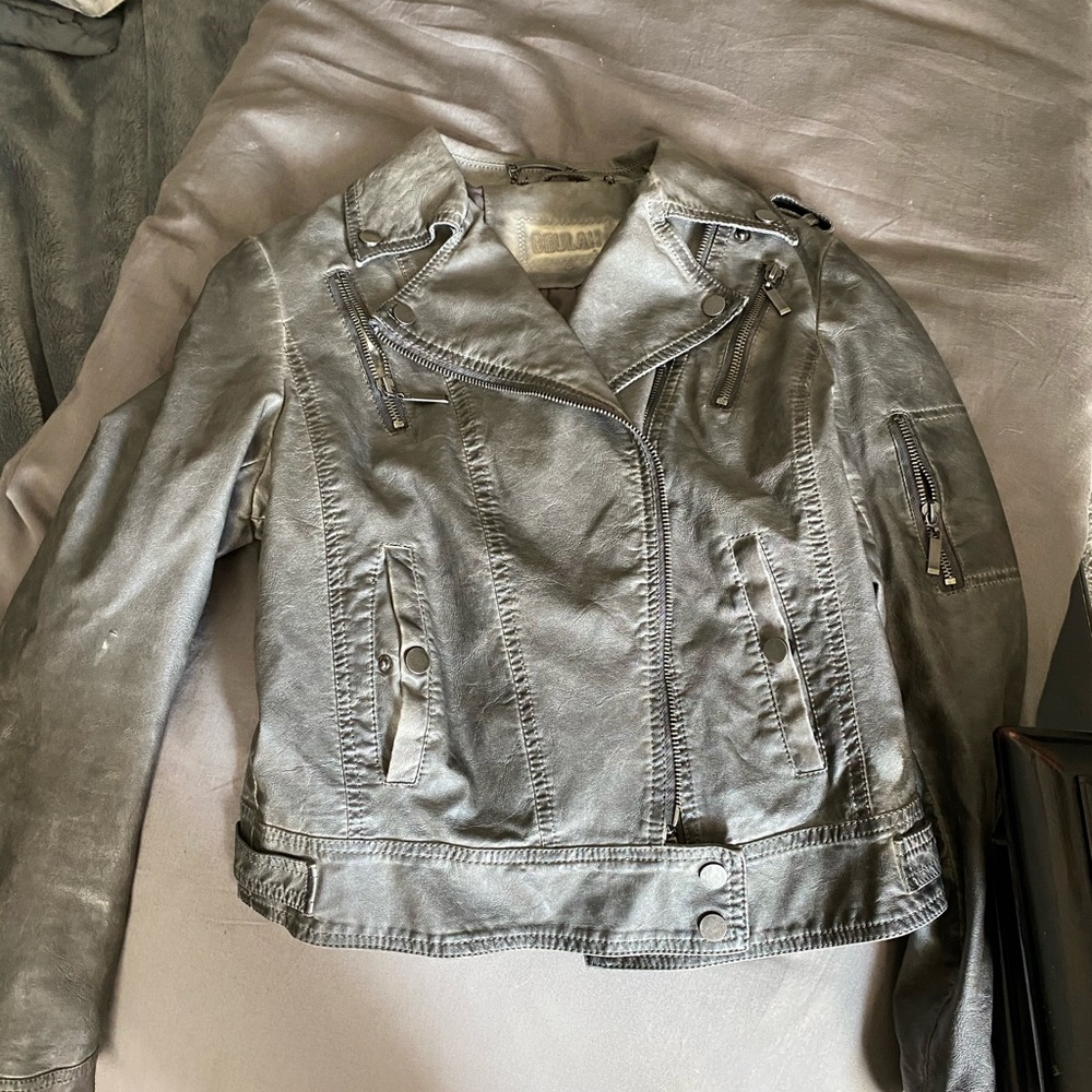 Faux leather moto jacket